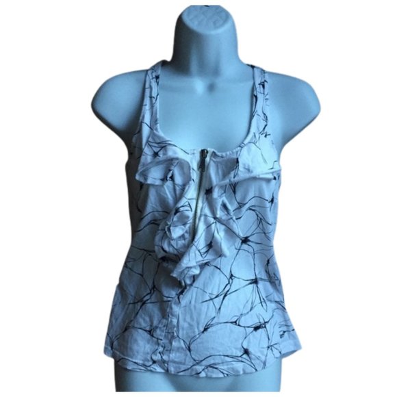 Twik White Ruffle Zip Tank Top - Picture 1 of 2